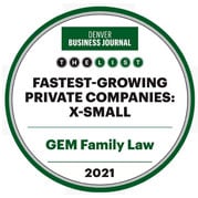 Denver Business Journal | The List | Fastest-Growing Private Companies: X-Small | GEM Family Law | 2021